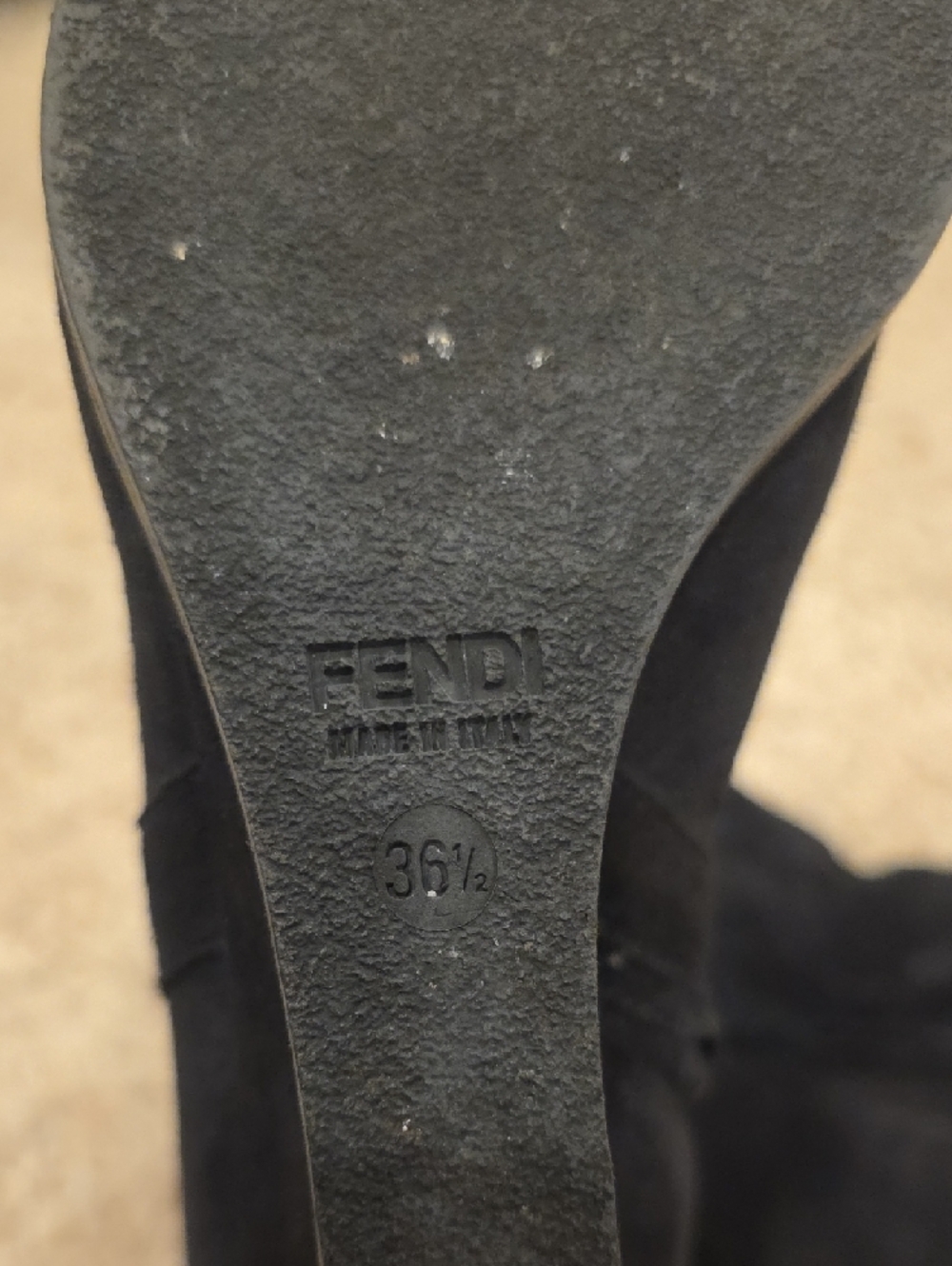 FENDI Women’s Black Suede Buckle Shearling Wedge Ankle Boots Sz 36.5 - Picture 8 of 8